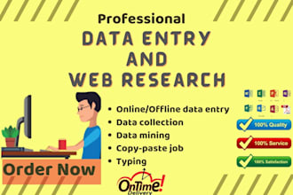 do microsoft excel data entry, web scraping, web research, and copy paste jobs