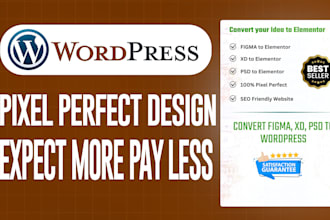 build adobe xd, figma, psd to wordpress using elementor pro