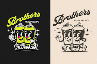 design rubber hose style characters for patches and t shirts