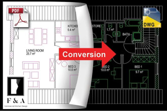 convert PDF or image drawing or hand drawn to autocad dwg