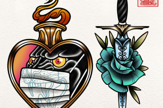 create a traditional or neo traditional tattoo design