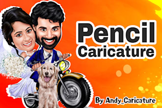 draw custom pencil sketch caricature portrait from photo