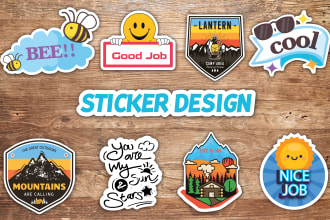 design sticker logo badge label decals patches and die cut