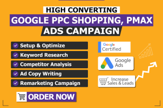 setup, manage, optimize google ads adwords ppc campaign shopping performance max