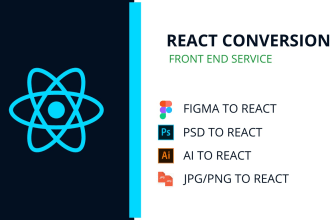 convert figma to react, psd to react and ai to react js web app