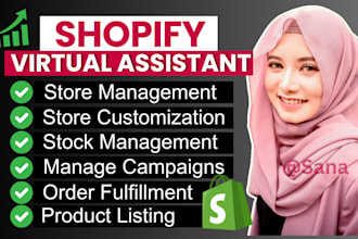 manage shopify store, add products, inventory updates, order fulfilment
