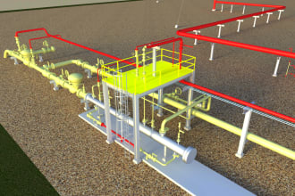 design 3d model of piping, skids and plot plan in cadworx