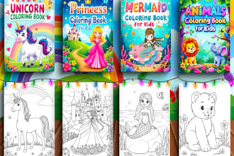 design kids coloring book cover and interior for amazon kdp