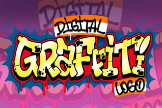 draw digital graffiti font style logo oldschool