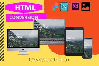 convert psd to html, ai to html, figma to html, any to html responsive site