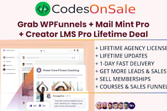 install wpfunnels, mail mint, creator lms pro lifetime license