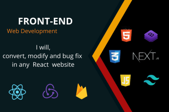 create, modify and bug fix in any reactjs, redux, nodejs and firebase website