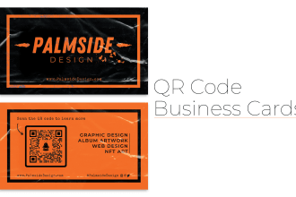 design business cards with a customised qr code on them