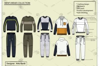 create fashion flat sketch, tech pack, and clothing design