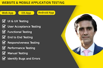 do website and mobile app testing  for user experience, UI, UX, and bug reports