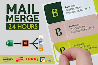 mail merge for  mailing labels, letters and envelopes in 12 hours