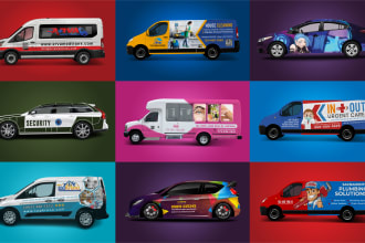 create branding vehicle wrap, car wrap, van wrap, truck wrap design