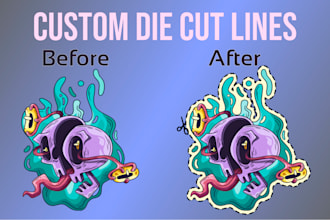 create print ready die cut lines for your sticker designs