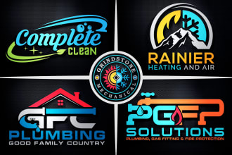 do cleaning plumbing heating hvac oil gas 3d logo design