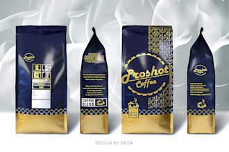 design premium coffee packaging, coffee bag and label design