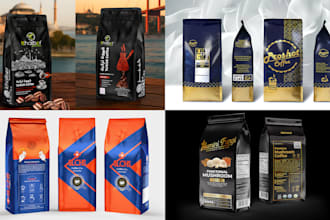 design premium coffee packaging, coffee bag and label design
