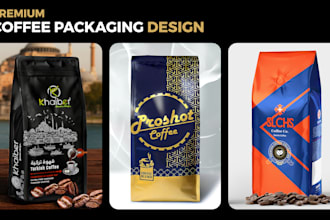 design premium coffee packaging, coffee bag and label design