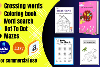 create printable kids activity book,book covers, kdp worksheets, kids activities