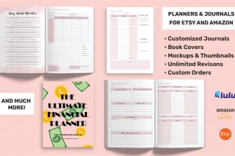 design high quality custom planners, journals, workbooks for etsy