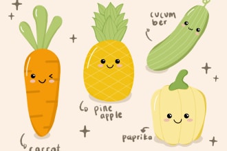 create cute character fruit and vegetable
