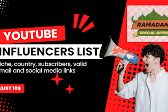 give an email list of youtubers for influencer marketing