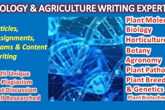 write scientific articles related to biology and agriculture
