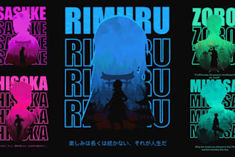 create anime posters minimalist  for your merchandise