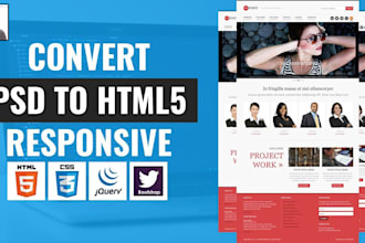 convert PSD to responsive HTML websites