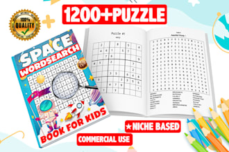 design sudoku, mazes, word search, crossword, brain games and mixed puzzle book