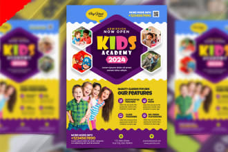 design kids event flyer, party, festival, birthday and educational flyer