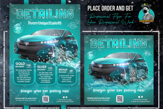 design car wash, car detailing, rental flyer, car service and price list flyer