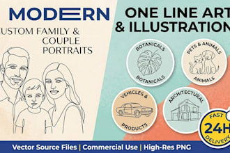 do product line art, photo line drawing and vector line art