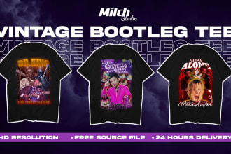 design vintage bootleg tee in 24 hours