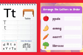 do custom kids activity, kids worksheet and coloring pages
