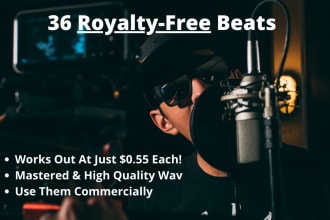 give you a pack of 36 royalty free hip hop and rap beats