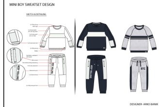 create clothing design and tech pack for kids
