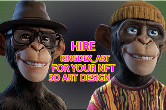create cartoon comic character, nft 3d art design, nft art,