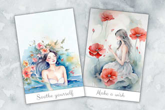 do fantasy tarot, oracle, affirmation card design