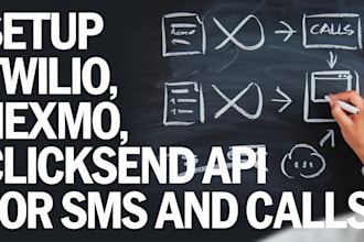 setup twilio, plivo, nexmo, clicksend API for SMS, voice calls, and custom flow