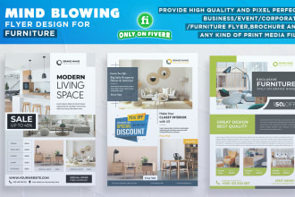 design professional furniture flyer, leaflet, trifold brochure