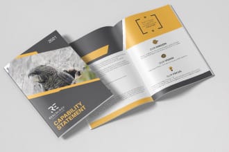 design capability statement, company profile, annual report, catalog