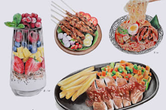 draw colorpencil food illustration
