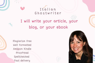 be your italian ghostwriter for your ebook or your book