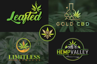 design cannabis weed  natural hemp cbd oil and medical logo