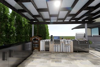 outdoor kitchen, bar,bbq,patio,upper terrace, deck, coffee shop,food truck,grill